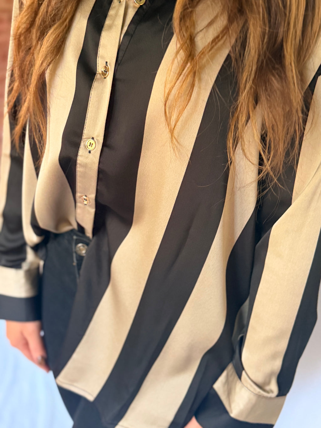 Long Sleeve Relaxed Satin Blouse