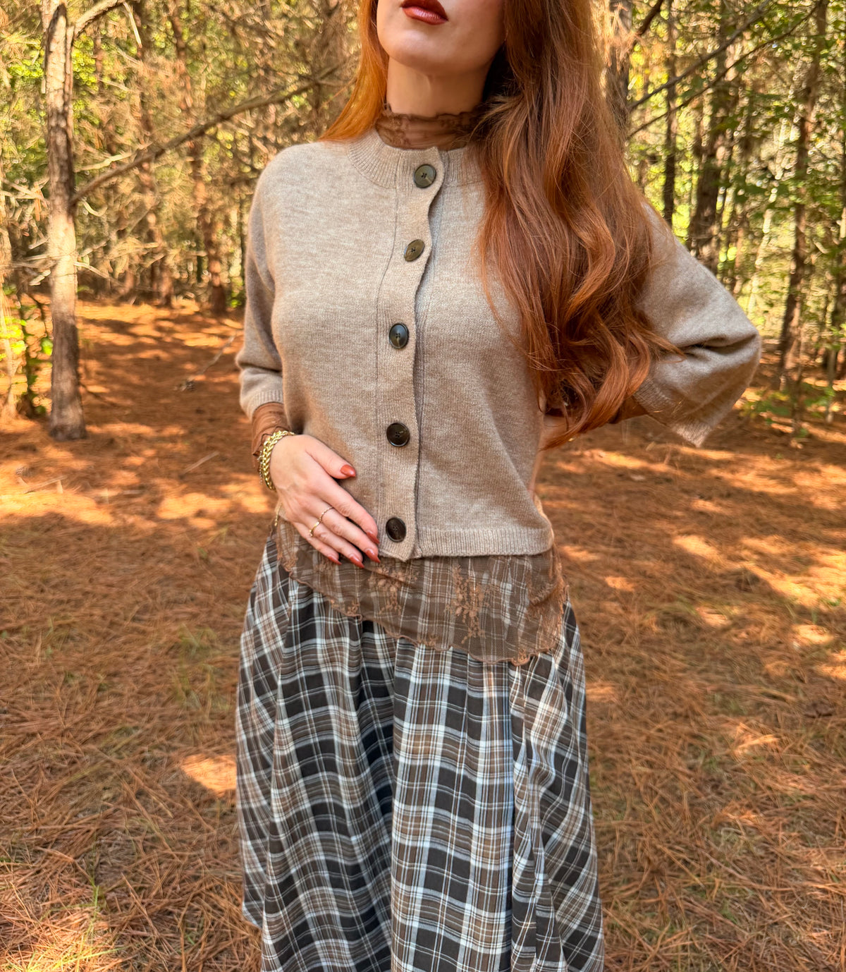Mock Neck Lace Long Sleeve