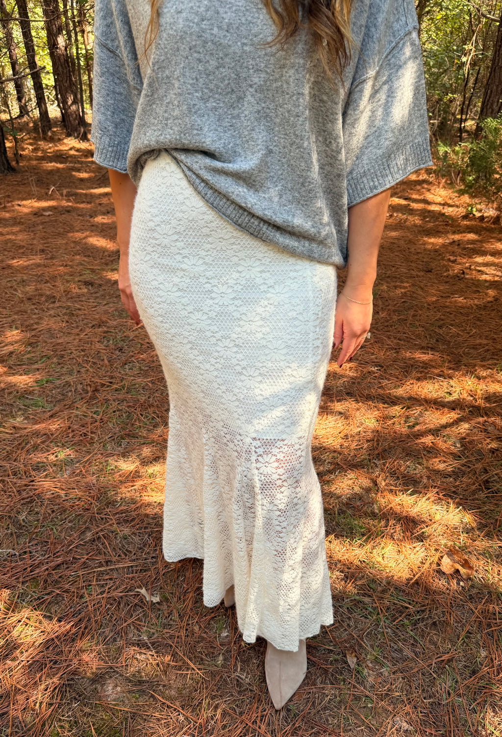 Soft Touch Lace Midi Skirt