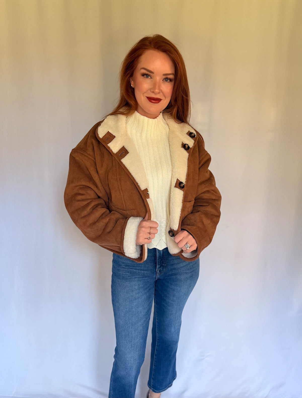Reversible Suede Sherpa Jacket