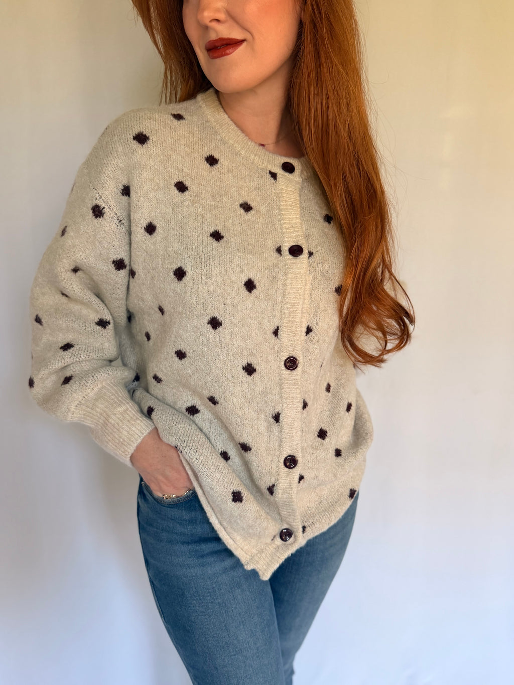 Sweater Cardigan With Removable Scarf