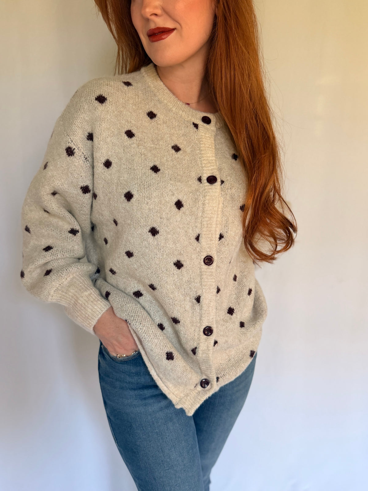 Sweater Cardigan With Removable Scarf