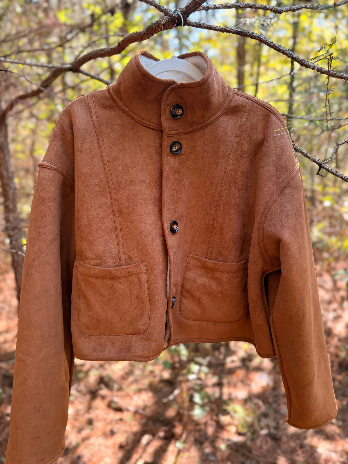 Reversible Suede Sherpa Jacket