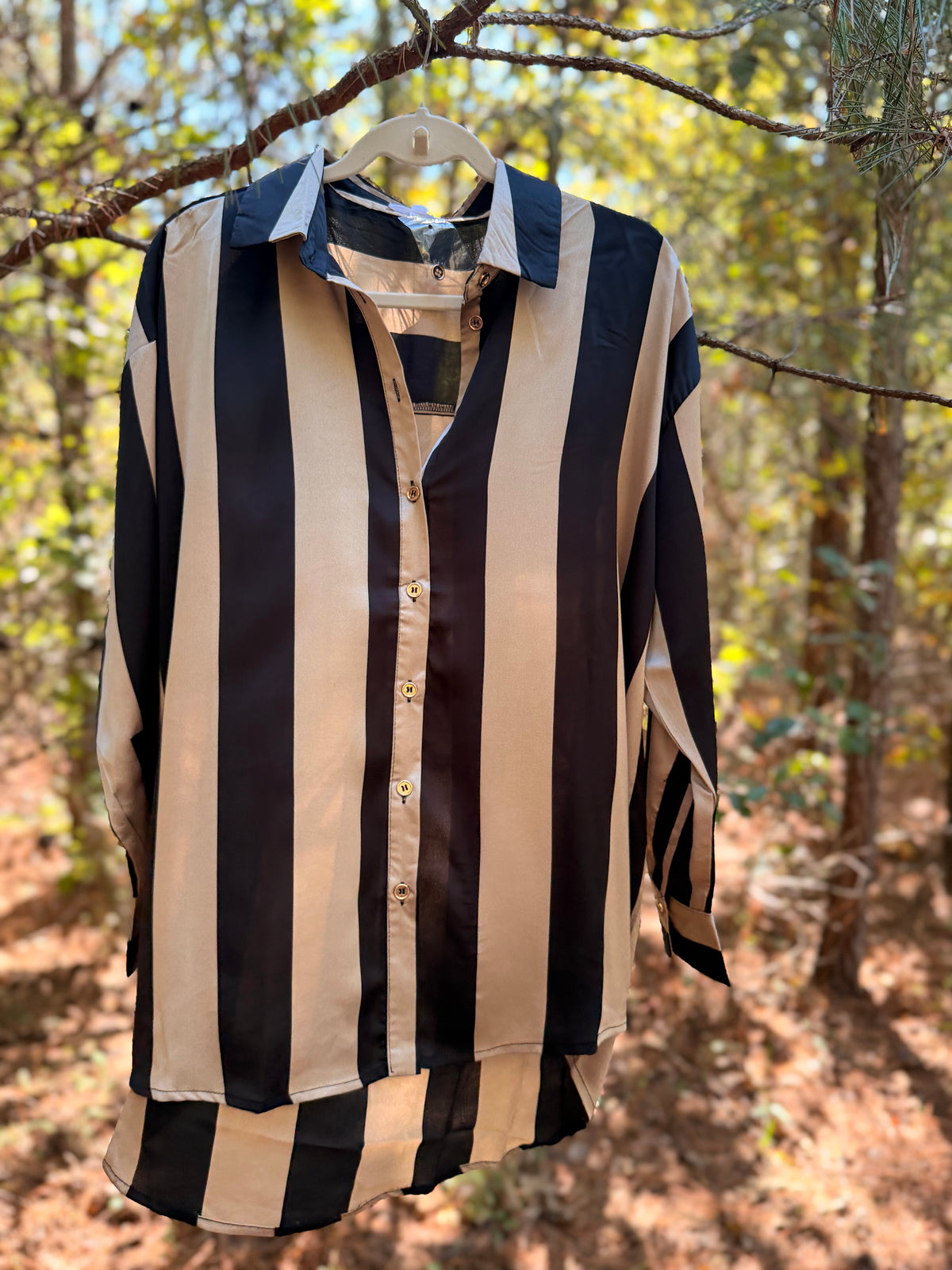 Long Sleeve Relaxed Satin Blouse