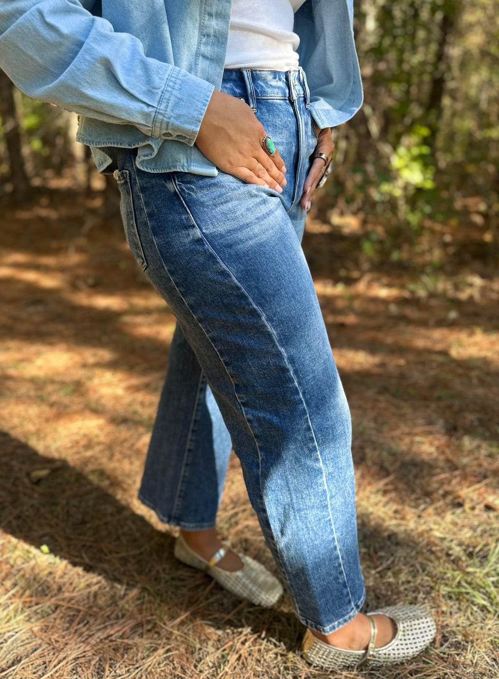 High Rise Cropped Relaxed Barrel Risen Jeans